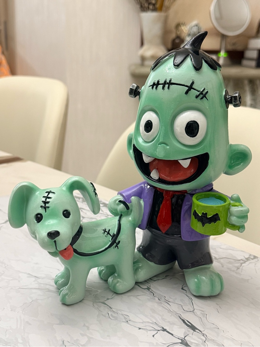 Ghoulish Novelty Frankenstein Dog Halloween 9” Figurine Pets Boy Walking